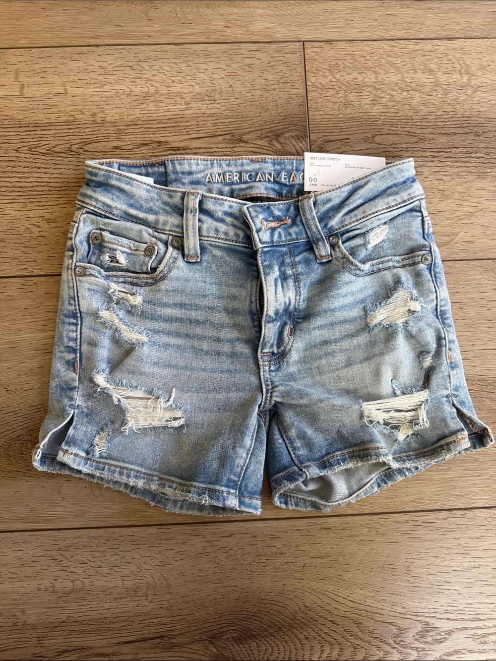 American Eagle Outfitters Light Blue Distressed Denim Cutoff Shorts